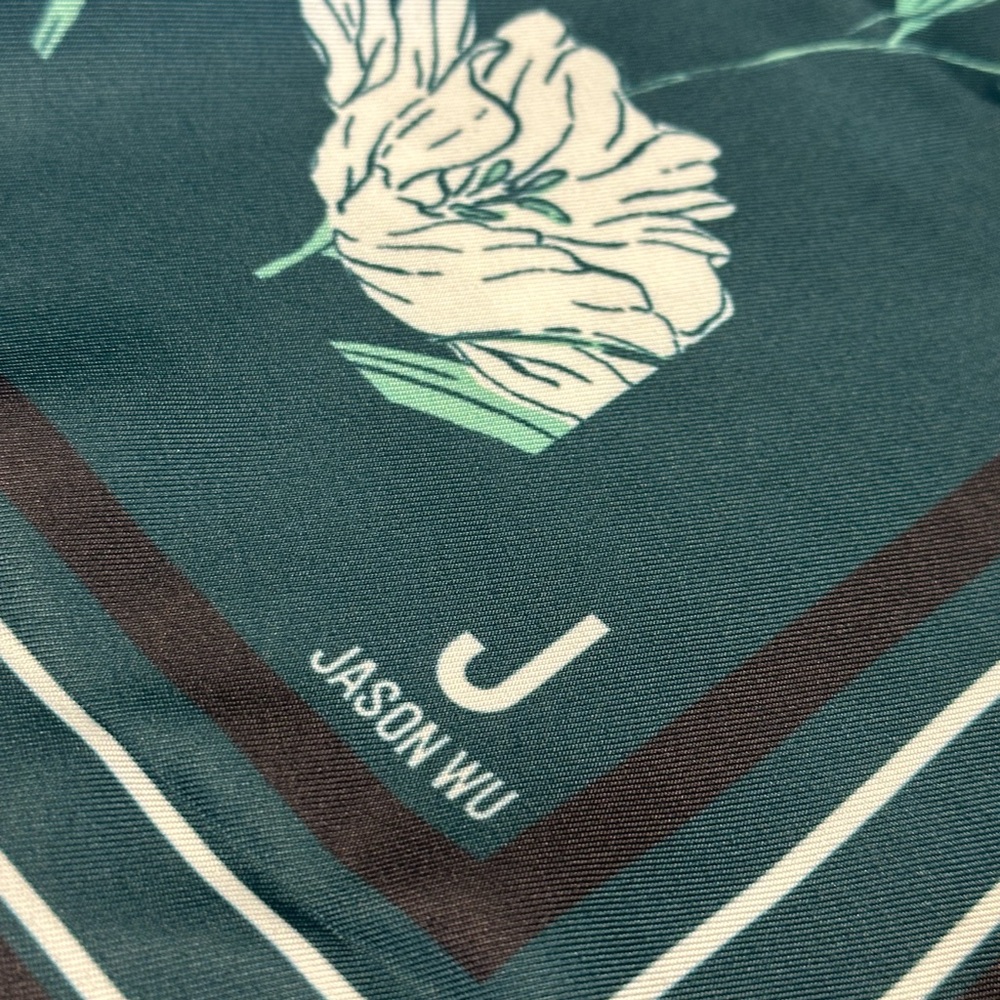 Jason Wu scarf- floral with teal and green hues - Picture 4 of 8